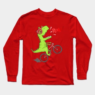 Dinosaur on the bicycle Long Sleeve T-Shirt